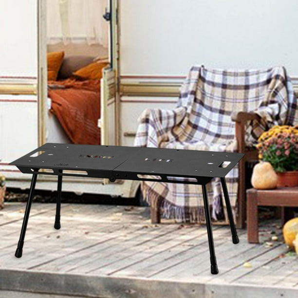 Mesa plegable portátil para exteriores, mesa de playa, altura ajustable, mesa compacta para acampar, para barbacoa, senderismo, Picnic, jardín y patio Negro