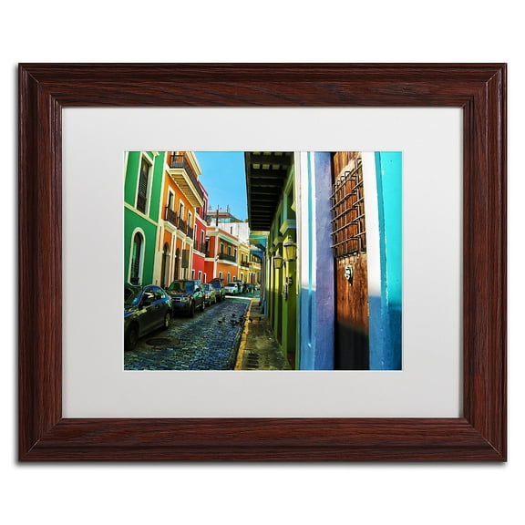 Trademark Fine Art "Old San Juan 11" Canvas Art by CATeyes, White Matte, Wood Frame