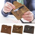 thumbnail image 3 of XMMSWDLA Unisex Handmade Leather Key Wallet Holder Card Case Key chain Boys And Girls Leather Coin Purse Leather Horse Brown Brown Zipper Coin Purse, 3 of 3