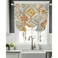 thumbnail image 5 of Retro Morocco Tie Up Curtains for Window, Thermal Insulated Balloon Shade Adjustable Rod Pocket Curtains Valance Panels for Kitchen Bathroom Cafe 42 x 45 Boho Shabby Abstract Geometric Aesthetic, 5 of 6