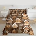 thumbnail image 2 of Manfei Merry Christmas Full Size Comforter Sets for Kid, Brown Rustic Cabin Bedding Comforter Set, Cartoon Xmas Tree Reversible Bedding Sets, Lightweight Room Decor, 3-Piece, 2 of 8