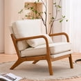 thumbnail image 2 of Tcbosik Modern Upholstered Lounge Armchair with Solid Wood Frame, Mid-Century Linen Fabric Accent Single Chair w/ Plush 5.5" Cushion & Lumbar Pillow, Perfect for Living Room, Reading Nook, Off-White, 2 of 9