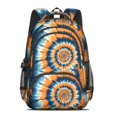 thumbnail image 2 of Orange and Blue Tie Dye Pattern Backpack for School, Cute School Bag with Adjustable Shoulder Straps and Padded Back, 16.9"x12.6"x5.9", 2 of 5