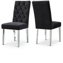 Meridian Furniture Juno 19.5"H Velvet Dining Chair in Black (Set of 2)
