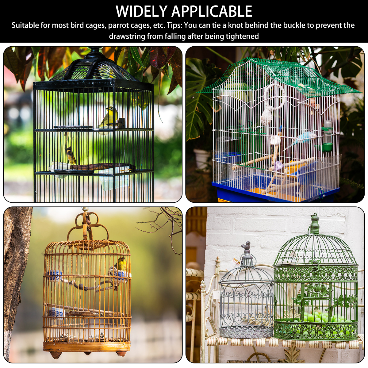 BUTORY Adjustable Bird Cage Cover Universal Birdcage Nylon Mesh ...