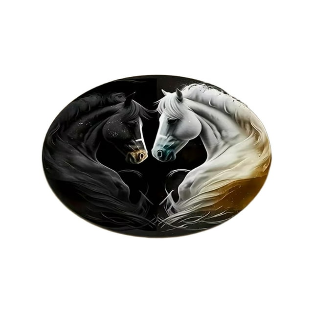Décorations pour la Maison pour Salon Tapis Rond à Motif de Cheval 80x80 cm