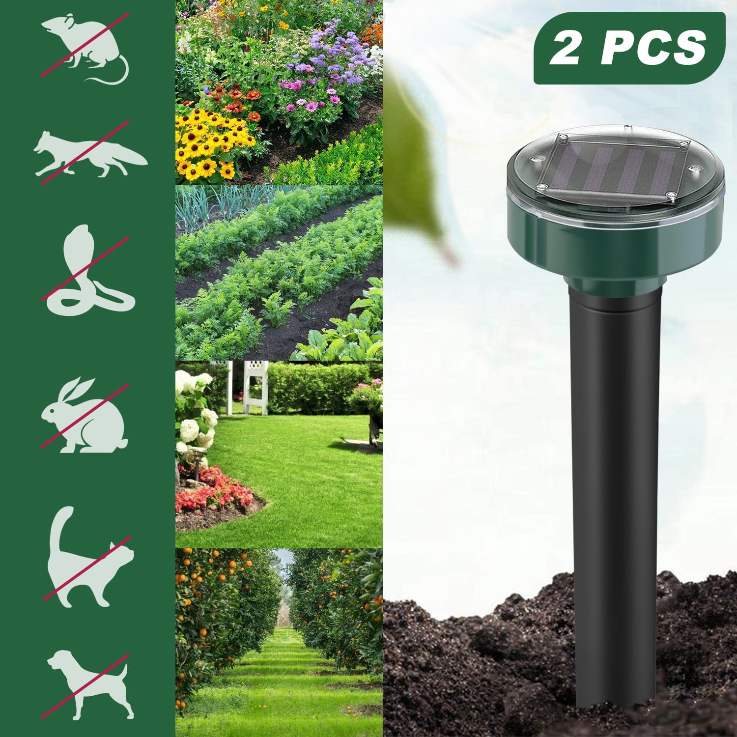 Solar Powered Ultrasonic Mouse Insect Repellent Garden Light Outdoor YZ 