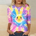 thumbnail image 3 of YUEHUA Women's Happy Easter Shirt Crew Neck 3/4 Sleeve Funny Tops Rabbit Graphic Colored Eggs Print Tee T-Shirts Easter Day Gifts, 3 of 6