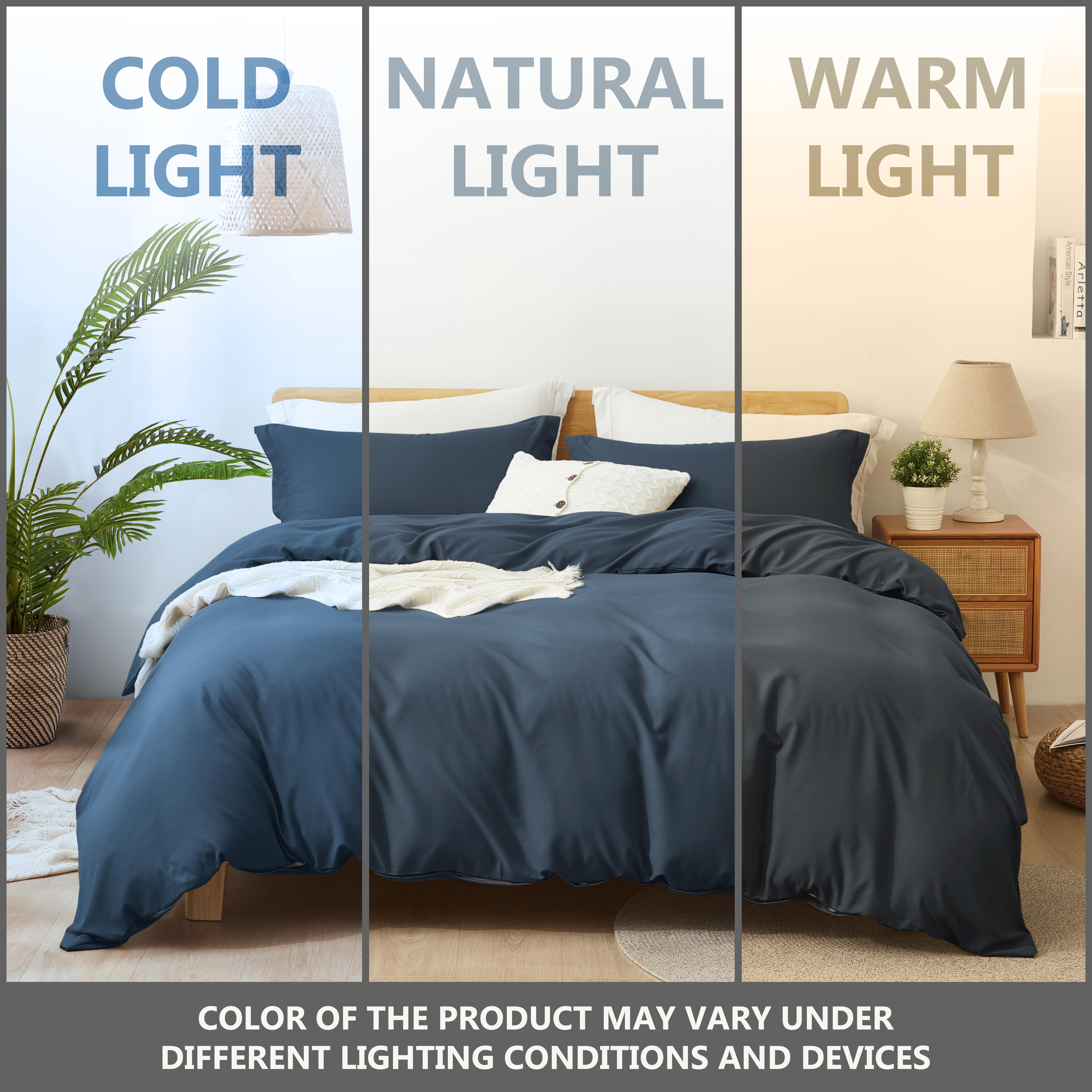 Alazuria Duvet Cover Set Soft Prewashed Microfiber with zipper and 4 corner ties Navy Dusty Blue color Queen size ( 90" x 90" )