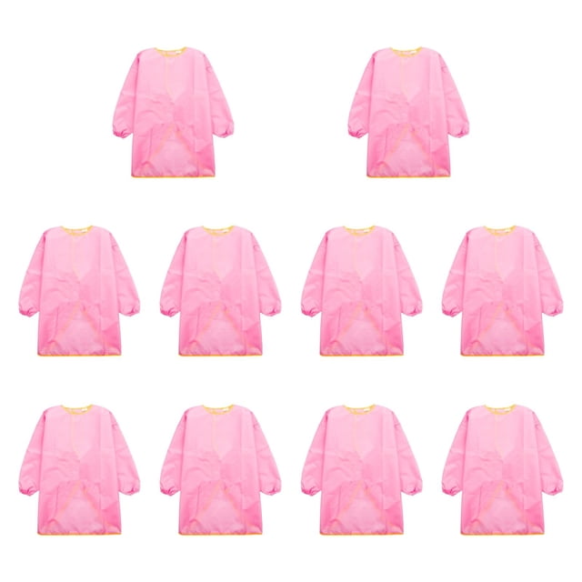 Delantal de para niños, delantal de pintura para niños con larga, , lavable, impermeable, para hornear y alimentar. rosa
