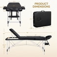 thumbnail image 6 of Yaheetech Professional Massage Table 3 Fold Salon Bed with Backrest/Headrest/Armrest/Hand Pallet, Black, 6 of 7