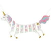 Unicorn Happy Birthday Banner Party Supplies Decorations Magical Pastel Design with Sparkle Gold Glitter