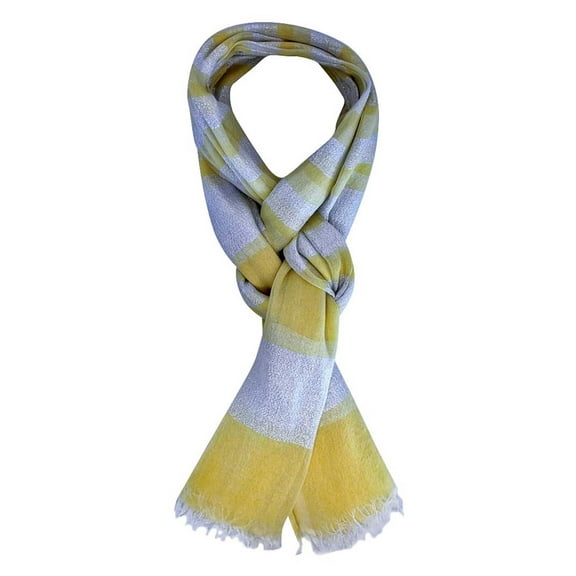 Yellow Silver Metallic Bold Stripe Scarf