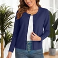 thumbnail image 2 of Posijego Women's Crewneck Cardigan Sweaters Knit Long Sleeve Cropped Cardigans Lightweight Outerwear, 2 of 9
