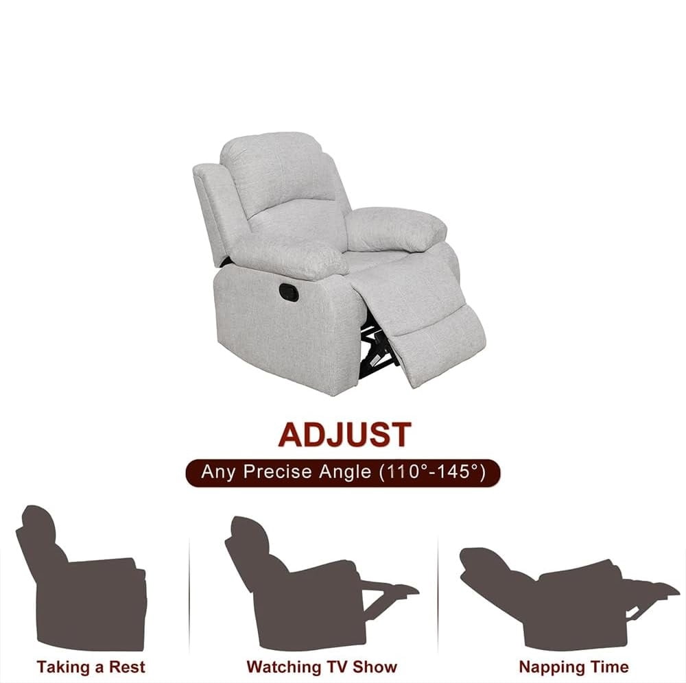 TrumanPick Manual Leather Recliner Chair,Overstuffed reclining Armchair Home Theater Sofa Recliner for Living Room,Gray