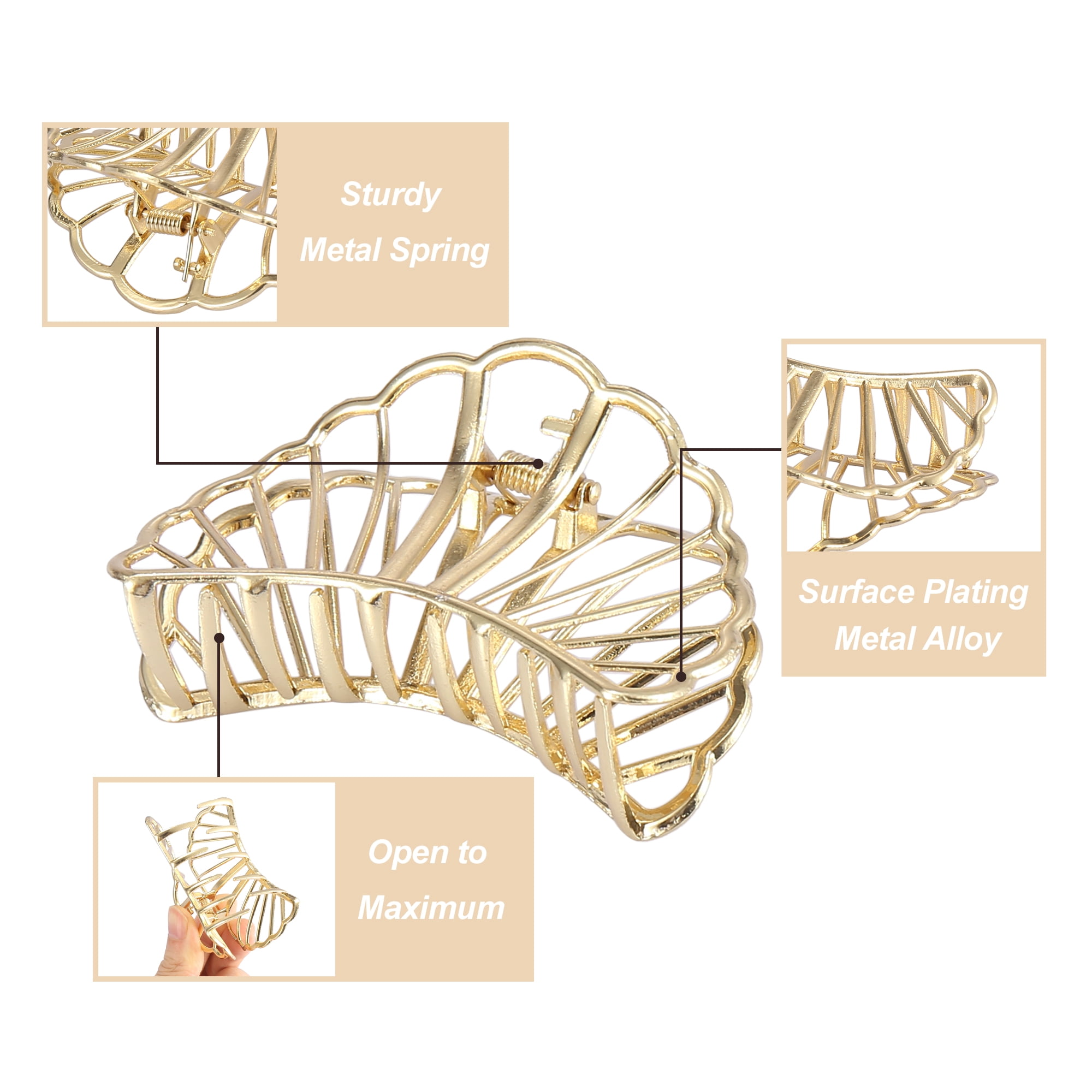 Unique Bargains 2.8" Metal Hair Claw Hair Barrettes Shell Shaped for Fashion for Women