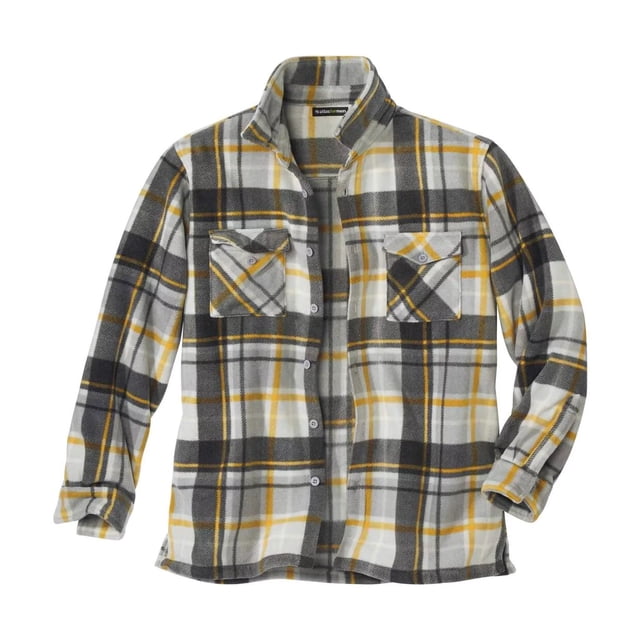 Atlas For Men - Chaqueta Cuadros de Polar para Hombre (Gris, Blanco Roto, Amarillo)