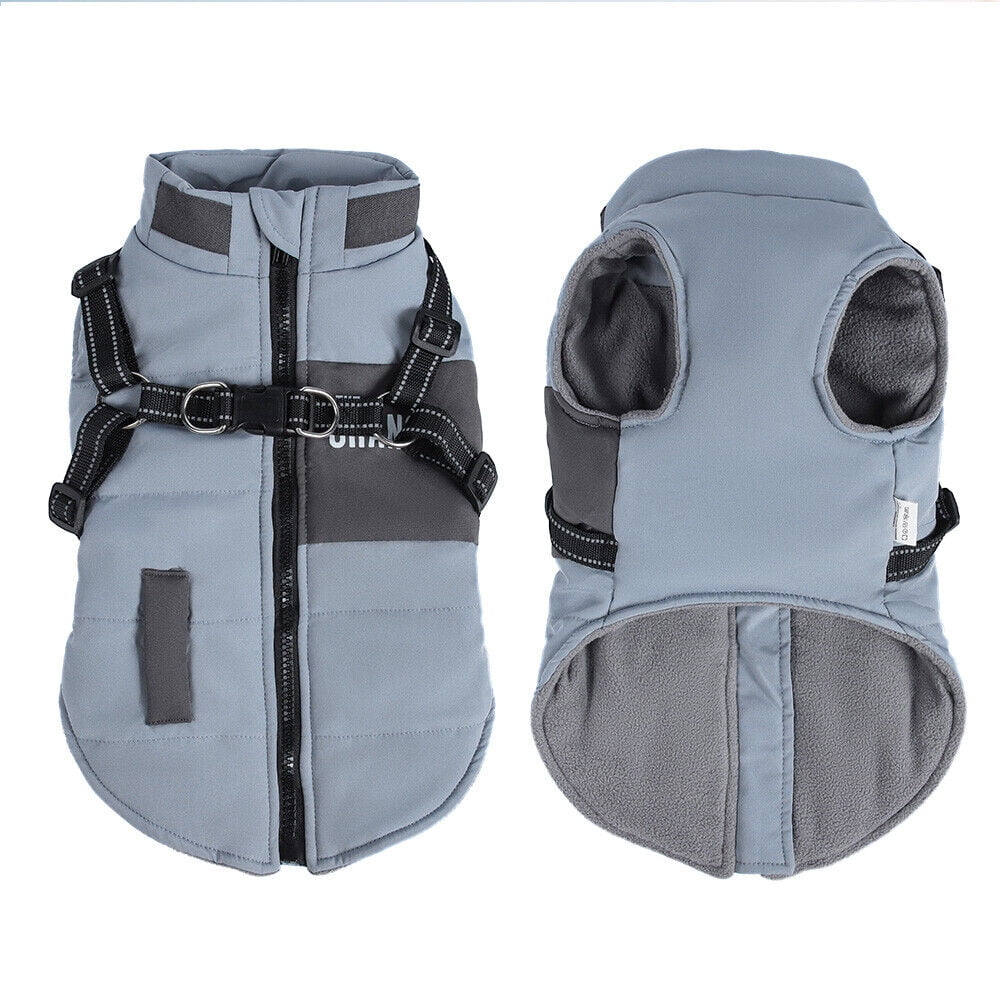 Didog Dog Jacket With Harness Warm Dog Clothes Waterproof Puppy Coat Chihuahua French Bulldog