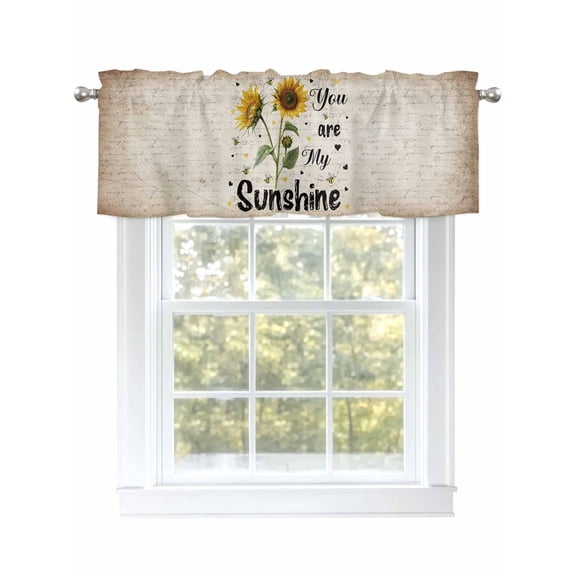 Vintage Sunflower Valances for Windows You Are My Sunshine Distressed Farmhouse Kitchen Valance Curtain Rod Pocket Small Curtains for Cafe Bathroom Laundry Basement 54" x 18"