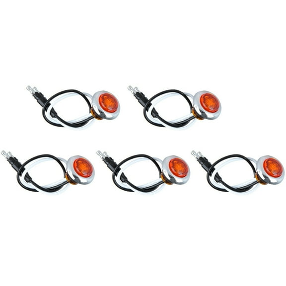 CCIYU 5pcs Amber 3/4 Inch LED Bullet Light Truck Trailer Clearance Lamp Boat SUV ATV Bike Trailer Marine Electroplate Round Side Marker Light