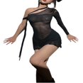 thumbnail image 3 of 2023 Nouveau Bodycon Mini Robe une Boucle d'Épaule devant Robe en Mesh Robe Noire Robe Sexy Taille S à L, 3 of 9
