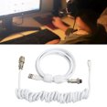 thumbnail image 1 of Gaming Keyboard Cable, Coiled Keyboard Cable  Free TPE One Piece Molding Retractable Stable Nylon Sturdy  for Mechanical Keyboard White, 1 of 7