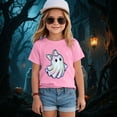 thumbnail image 2 of CAUYDY Kids Halloween Shirt Boys Girls Pumpkin Graphic T Shirt Spooky Season T-Shirt Halloween Ghost Short Sleeve Tops(Pink,1-2 Y), 2 of 5