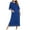 Blue, variant on Women Zipper Pajamas Dress Homewear 3/4 Sleeve Nightgown Full Length Lounge Dress with Pockets