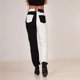 thumbnail image 5 of Pantalones rectos de dos tonos, pantalones casuales de cintura alta, pantalones ajustados para mujer, pantalones ajustados de cintura alta, materiales ecológicos, 5 of 7