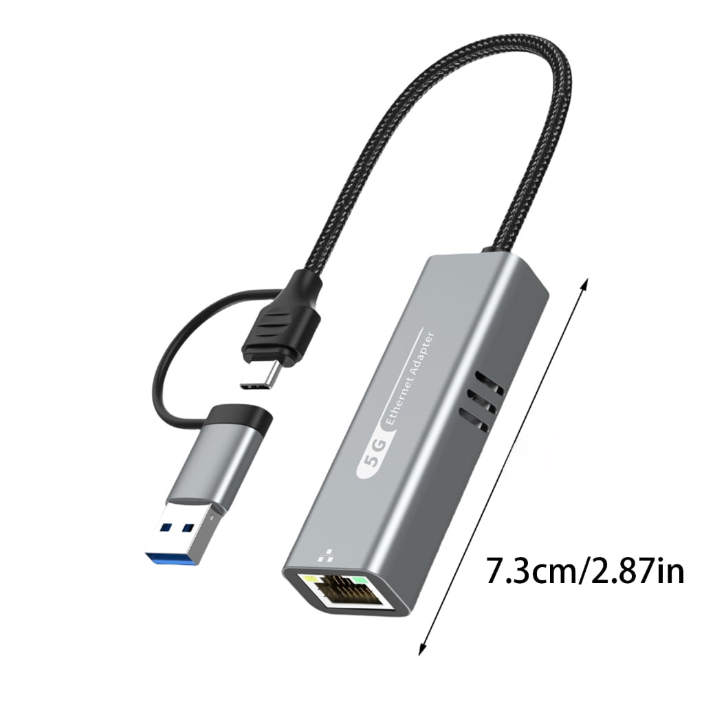 Aluminum USB Type C to RJ45 Adapter 5000Mbps Ethernet for Laptops and Tablets