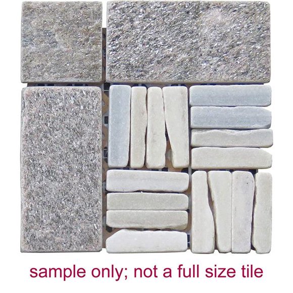 Intrend Tile LS017-H Mélange de Mosaïques à Motif Alternatif en Quartzite - Blanc