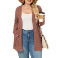 thumbnail image 2 of NISVIYA Women Plus Size Casual Sweaters Dressy Fall Winter Outerwear Coat Sweater Jacket Caramel, 2 of 7
