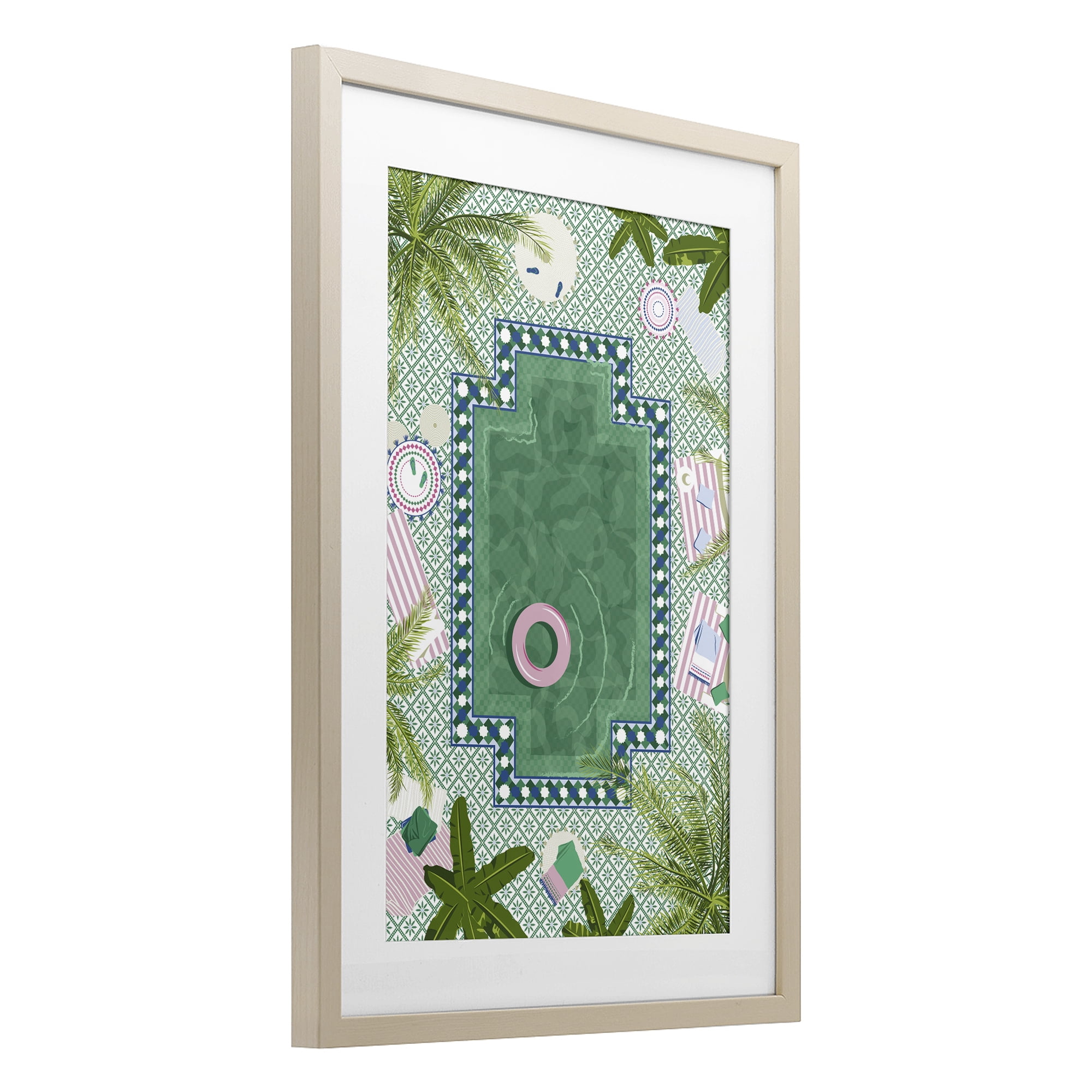 Stupell Industries Morocco Riad Pool Birch Framed Print Under Glass, design by Vero Illustrates