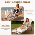 thumbnail image 3 of Nuu Garden Outdoor Reclining Chaise Lounge, 6-Position Adjustable Backrest and Zippered Cushion, Hand-Woven Rattan Wrapped Armrests and Hand-Brush Aluminum with Breathable Textilene, Brown and Beige, 3 of 9