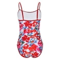 thumbnail image 4 of EchfiProm Bathing Suits for Women One Piece Swimwear High Cut Modest Red Floral Print Ladies Swimsuits, 4 of 6