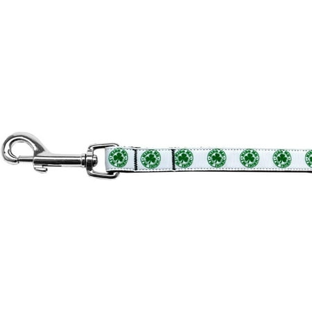 Irish Wolfhound Leash - Kiss Me - I'm Irish Nylon Ribbon Pet Leash 5/8 inch wide 4Ft Lsh