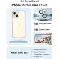 thumbnail image 2 of Compatible with iPhone 15 Plus Case with 2Pcs Screen Protectors + 2Pcs Camera Lens Protectors, [Not Yellowing] Clear Glitter Phone Case, Protective Shockproof Women Cover - Purple, 2 of 12
