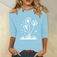 thumbnail image 2 of Plebaso Hauts pour Femmes Manches 3/4 Chemises Imprimées Décontractées Tuniques Col Rond Blouses pour Femmes, 2 of 4