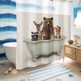 thumbnail image 5 of No Hook Shower Curtain, Funny Animals Shower Curtains for Bathroom with See Through Top Window, Woodland Bathtub Wildlife Watercolor Bear Waterproof & Washable Bath Curtain Long 72"x78", 5 of 9