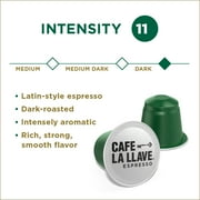 Cafe La Llave Espresso, Dark Roast Latin-Style Coffee Capsules, Intensity 11, 10 Count