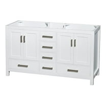 Wyndham Collection Sheffield 59" No Mirror Wood Double Bathroom Vanity in White