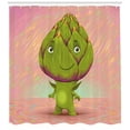 thumbnail image 3 of Ambesonne Artichoke Shower Curtain, Vegetable Character Funny, 69"Wx84"L, Green and Rose, 3 of 3