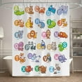 thumbnail image 2 of Kids Alphabet Shower Curtain ABC Educational Cartoon Animals Students Baby Learning Tool for Bathroom Decor Polyester Fabric Waterproof Sets with 12 Hooks 72x72 Inch, 2 of 6
