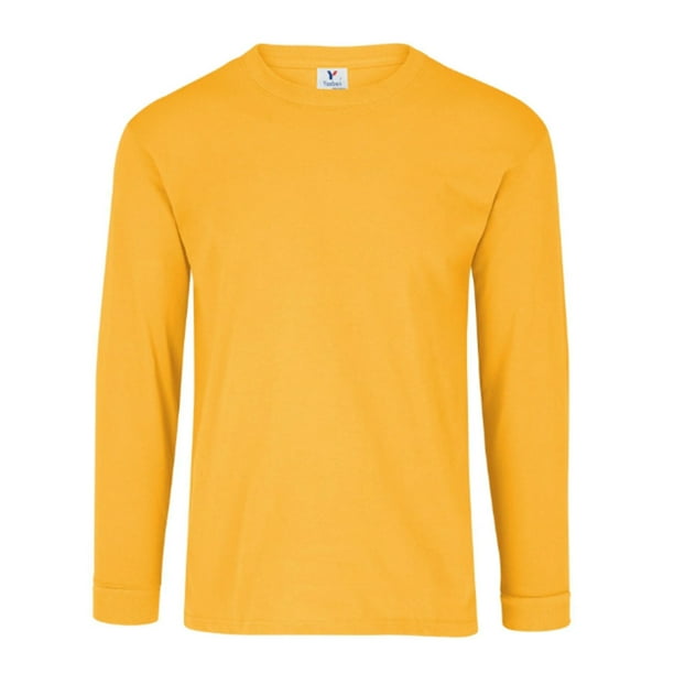 Playera Peso Completo Cuello Redondo Manga Larga para Caballero, Color Mango, Talla Grande, 100% Algodón. Yazbek C0304