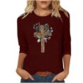 thumbnail image 1 of Chemisier pour Femmes T-shirt Imprimé pour Femmes Blouse à Manches 3/4 Col Rond Hauts Décontractés, 1 of 1