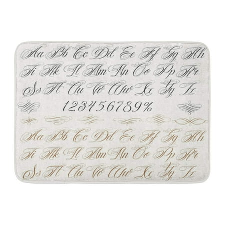 GODPOK Cursive Caligraphy Calligraphy Tattoo Alphabet with Numbers Script Letter Rug Doormat Bath Mat 23.6x15.7 (Best Place For Script Tattoo)