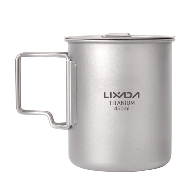 Taza de titanio Lixada 450ml / 550ml Taza de agua de titanio liviana con tapa Taza de café Taza Taza Lixada Taza de titanio