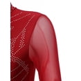 thumbnail image 5 of Yartina Women's Figure Ice Skating Dress Long Sleeve Shiny Rhinestones Sheer Mesh Ballet Dance Burgundy S, 5 of 7