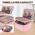 thumbnail image 4 of Bolsa de maquillaje BAFAMYE Double Layer Travel para mujer rosa, 4 of 7