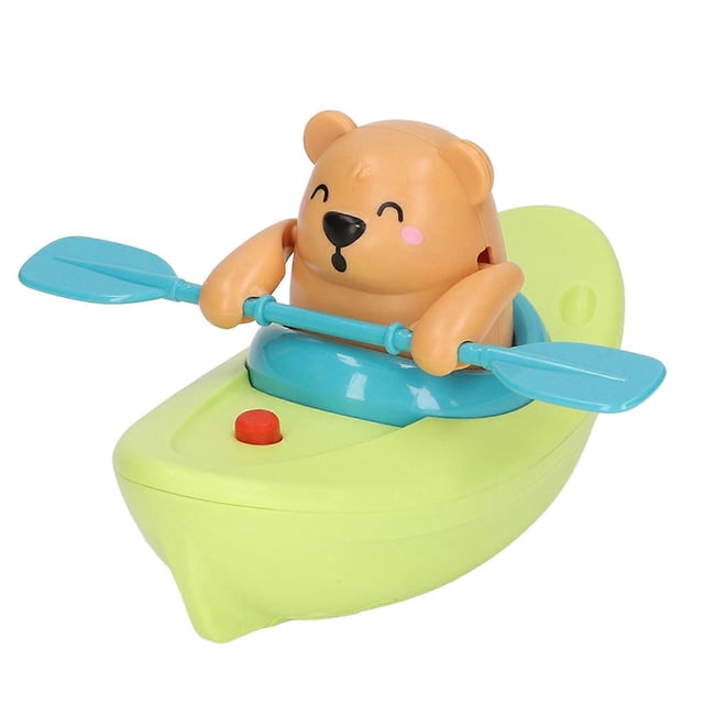 Baby Shower Toys Cute Little Bear Boat Automatic Toddlers Bath Toys for Bathtub Swimming Pool Beach Green